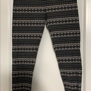 Fair Isle design gray leggings UNIQLO size Large